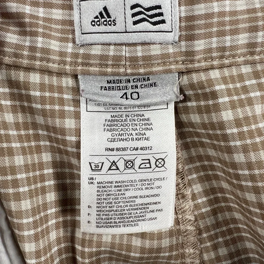 Adidas Mens Shorts 40 Brown Plaid Chino Golf 11